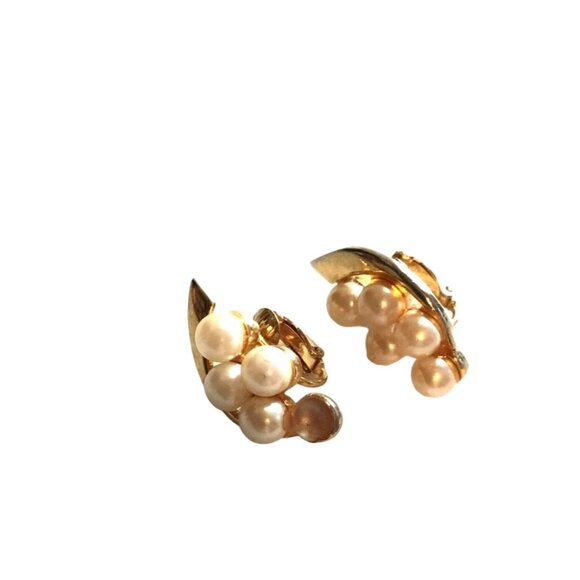 WOMENS GOLD TONE WITH WHITE STONES EARRINGS - Picture 1 of 4